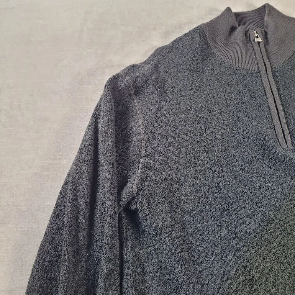 Eddie Bauer‎ Ebtek Vintage Wool Blend 1/4 Zip Mock Neck Mens Black Size Medium